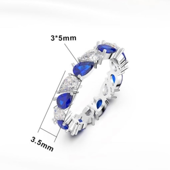 Solid Sterling Silver Sapphire Ring - Picture 5 of 5